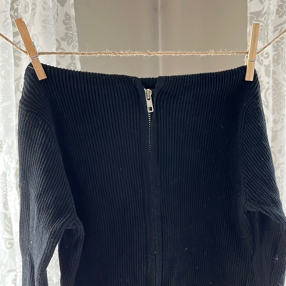 Double Zip Black Ribbed Top - Picture 1 of 2